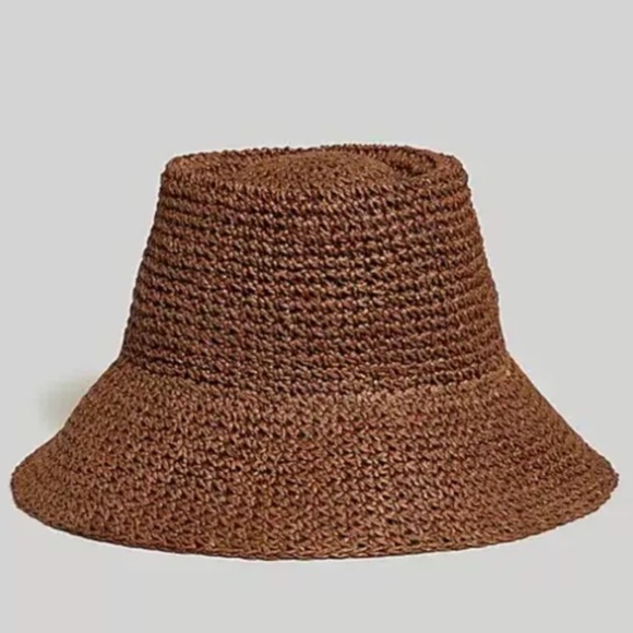 Madewell Hat Latern Straw Hat Floppy Chocolate Raisin Brown M/L Wide Brim OCT - Picture 2 of 3